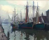 Fishing Boats by Emile Albert Gruppe, Oil on canvas, offered Aug 2021