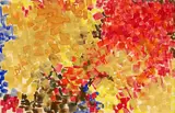 Red, Yellow, and Blue Patterned Abstract by Lynne Mapp Drexler, 1959, Watercolor on paper, offered Aug 2021