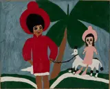 Walking the Dog by Amos Ferguson, Enamel on paperboard laid to panel, offered Aug 2021