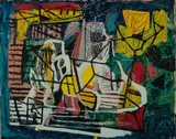 Geometric Abstract by Louis Schanker, Oil on canvas, offered Aug 2021