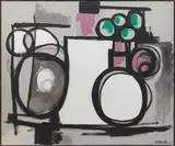 White, Grey, and Black Abstract by Louis Schanker, 1951, Oil on canvas, offered Aug 2021