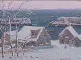 The Little Harbor in Winter by Morris Hall Pancoast, Oil on board, offered Aug 2021