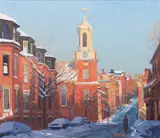 Mt. Vernon St. Winter Afternoon, Boston Ma. by Thomas Russell Dunlay, 1984, Oil on canvas, offered Aug 2021