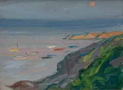 Evening, Ogunquit by Charles Herbert Woodbury, Oil on canvasboard, offered Aug 2021