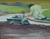 Pushing Off by Anne Carleton, Oil on board, offered Aug 2021