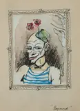 Raymond by Walt Kuhn, 1941, Watercolor and ink on paper, offered Aug 2021