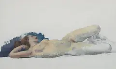 Reclining Nude by Leon Kroll, Mixed media on paper, offered Aug 2021