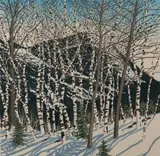 Birches by Neil Welliver, Woodblock print on paper, offered Aug 2021