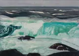Churning Sea-Monhegan by Chris Huntington, 1969, Oil on board, offered Aug 2021