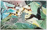 Wild Dog Hunt by Dahlov Ipcar, 1994, Watercolor on paper, offered Aug 2021