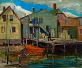 Lubec Docks by Clayton Leroy Morse, Oil on board, offered Aug 2021