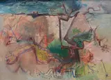 Tree Roots Monhegan by Morris Shulman, 1949, Mixed media on paper, offered Aug 2021