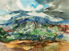 Orchard Nambe by Laurence Philip Sisson, Watercolor on paper, offered Aug 2021