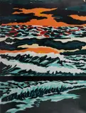 Sunset by Richard Bosman, Woodcut print on paper, offered Aug 2021