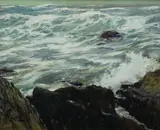 Monhegan Waves by Caleb Arnold Slade, Oil on canvas, offered Aug 2021