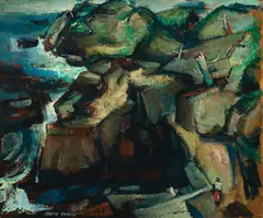 Monhegan Landscape by Joseph Kaplan, Oil on canvas, offered Aug 2021