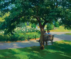 Boston Public Garden by Gary D. Hoffmann, Oil on canvas, offered Aug 2021
