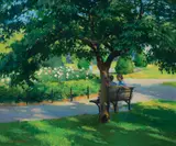 Boston Public Garden by Gary D. Hoffmann, Oil on canvas, offered Aug 2021