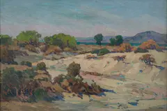 Near the Salton Sea by John Wesley Cotton, Oil on canvas laid to board, offered Aug 2021
