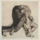 Tod und Frau by Käthe Kollwitz, Etching and drypoint on wove paper, offered Feb 2021