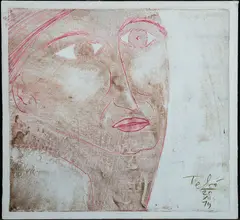 Abstract Portrait by Sacha Thébaud, 1979, Mixed media on canvas, offered Feb 2021