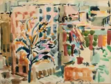 Tree in the City by Nell Blaine, Watercolor, offered Feb 2021