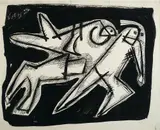 Black and white abstract figures by Louis Schanker, Ink on paper, offered Feb 2021