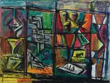 Geometric Landscape by Louis Schanker, Oil on canvas, offered Feb 2021