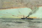 Steamer-Sail at Sunset by Henry B. Snell, Watercolor, offered Feb 2021