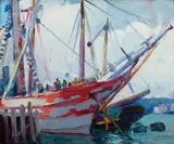 Gloucester Ships by Leon Kroll, Oil on board, offered Feb 2021