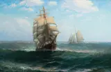 Square Rigged Ship & Schooner by T. V. C. Valenkamph, Oil on canvas, offered Feb 2021