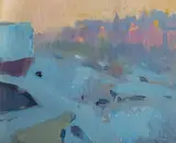The Fens, Winter by Gertrude Fiske, Oil on canvas, offered Feb 2021