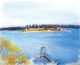 Maine Harbor by Wolf Kahn, Pastel on paper, offered Feb 2021