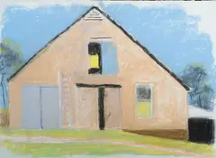 Frontal Barn by Wolf Kahn, Pastel on paper, offered Feb 2021