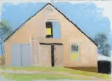 Frontal Barn by Wolf Kahn, Pastel on paper, offered Feb 2021