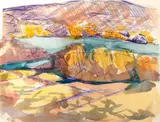 Autumn River Landscape, Maine by Carl Sprinchorn, Watercolor on paper, offered Feb 2021