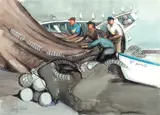 Hauling the Nets by Emily Lansingh Muir, Watercolor on paper, offered Feb 2021