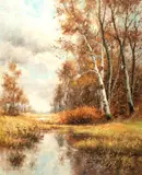 Early Fall Day by Daniel Wentworth, Oil on masonite, offered Feb 2021