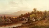 Cattle at the River by Charles Wilson Knapp, Oil on canvas, offered Feb 2021