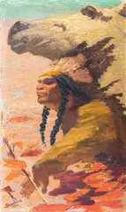 Forever Indian by Charles L. Fox, 1920, Oil on canvas, offered Feb 2021