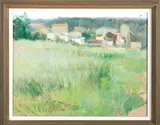 Field with Distant Houses by Eurilda Loomis France, Oil on canvas, offered Feb 2021