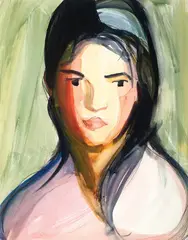 Female Portrait (Verso/Girl) by Florence Dreyfous, Watercolor on paper, offered Feb 2021