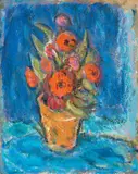 A Pot of Flowers by Gustav William von Schlegell, Oil on board, offered Feb 2021