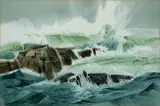 Crashing Waves by Robert Eric Moore, Watercolor on paper, offered Feb 2021