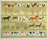 Five Big Farms by Dahlov Ipcar, Gouache on paper, offered Feb 2021