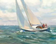 Sailboat by Don Stone, Oil on canvas, offered Feb 2021