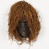 Congo by Lulua Mask, carved wood mask with straw hair, offered Jun 2025