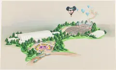 Videopolis for Euro Disney by Reggie Stanton, Gouache on Illustration Board, sold Feb 2025