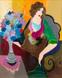 Woman with Flowers by Itzchak Tarkay, Lithograph, sold Feb 2025