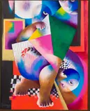 Abstracted Figures by Roberto Chichorro, Oil on Canvas, sold Feb 2025